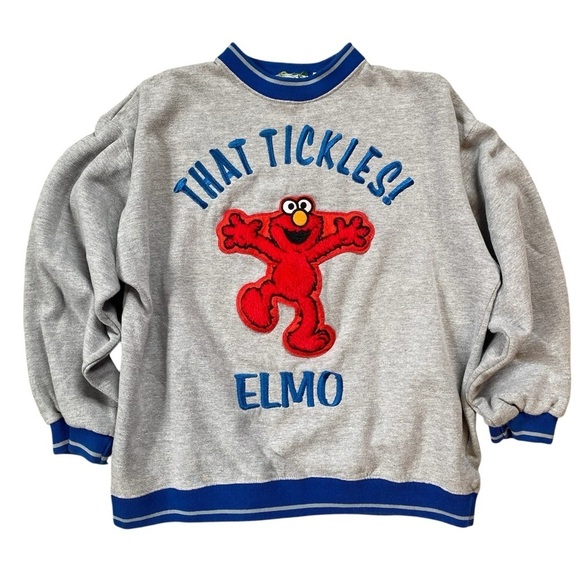 Vintage Tops - Vintage 90s That Tickles Sesame Street Elmo Crew Neck Sweatshirt Size Large